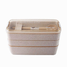 Load image into Gallery viewer, 900ml Healthy Material Lunch Box 3 Layer Wheat Straw Bento Boxes Microwave Dinnerware Food Storage Container Lunchbox