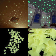 Load image into Gallery viewer, 100PCS/Lot 3cm Luminous Star Stickers Bedroom Sofa Fluorescent Painting Toy PVC Stickers Glow in the Dark Toys for Kids