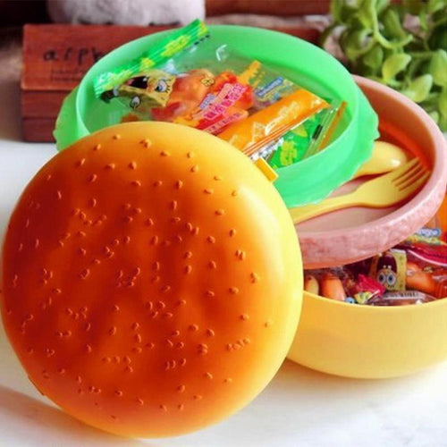 Burger Hamburger Shape Round Lunch Boxs For Kids Food Containers Japanese Bento Sushi Set Lunchbox Healthy Plastic Food Box