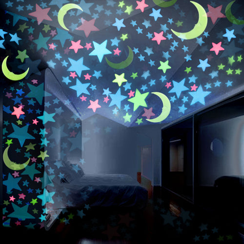 100pcs/bag 3cm Luminous Star Stickers Bedroom Sofa Fluorescent Painting Toy PVC stickers Glow in the Dark Toys for kids