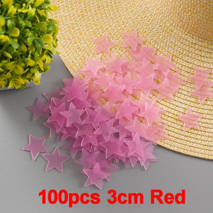 100pcs/bag 3cm Luminous Star Stickers Bedroom Sofa Fluorescent Painting Toy PVC stickers Glow in the Dark Toys for kids