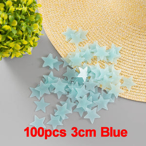 100pcs/bag 3cm Luminous Star Stickers Bedroom Sofa Fluorescent Painting Toy PVC stickers Glow in the Dark Toys for kids