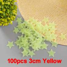 Load image into Gallery viewer, 100pcs/bag 3cm Luminous Star Stickers Bedroom Sofa Fluorescent Painting Toy PVC stickers Glow in the Dark Toys for kids