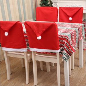 2020 Christmas Home Decor  Christmas Hat Chair Cover Christmas Ornament Santa Claus Kitchen Table Decoration For Home