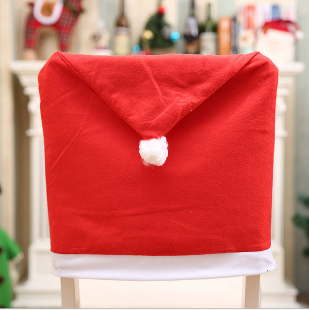 2020 Christmas Home Decor  Christmas Hat Chair Cover Christmas Ornament Santa Claus Kitchen Table Decoration For Home