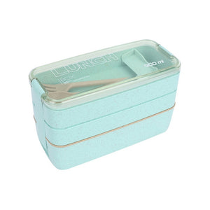 900ml Portable Healthy Material Lunch Box 3 Layer Wheat Straw Bento Boxes Microwave Dinnerware Food Storage Container Foodbox