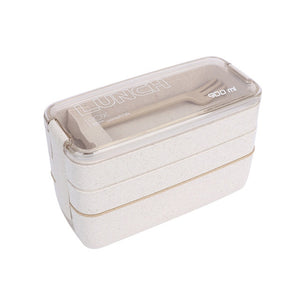 900ml Portable Healthy Material Lunch Box 3 Layer Wheat Straw Bento Boxes Microwave Dinnerware Food Storage Container Foodbox