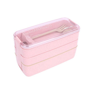 900ml Portable Healthy Material Lunch Box 3 Layer Wheat Straw Bento Boxes Microwave Dinnerware Food Storage Container Foodbox