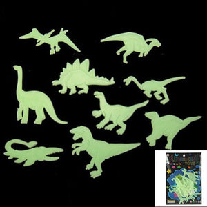 JIMITU 9Pcs Glow In The Dark Dinosaurs Toys Stickers Ceiling Decal For Baby Kid Room