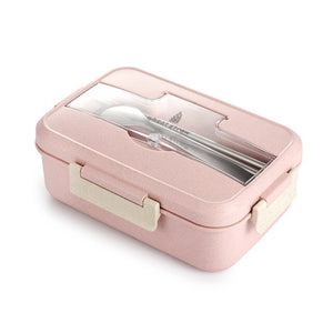 Bento Box Student Lunch Box Straw Wheat Dish And Healthy Tableware Food Children Microwave Office Storage Container Portable