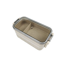 Load image into Gallery viewer, 580ml Wheat Straw Double Layers Lunch Box With Spoon Healthy Material Bento Boxes Microwave Food Storage Container Lunchbox #05