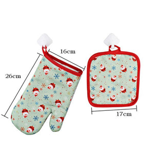 2pcs/set Christmas Baking Anti-Hot Gloves Pad Oven Dining BBQ Kitchen Mat New Year 2020 Navidad Xmas Party Decoration Supplies