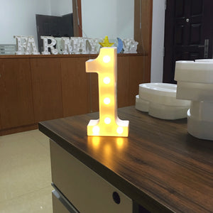 Luminous Letter Night Led Light Creative 26 English Alphabet Number Led Lamp Battery Romantic Wedding Party Decoration Drop Ship