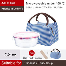 Load image into Gallery viewer, OTOR Healthy Material Lunch Box 3 Compartments Bento Boxes Microwave Dinnerware Food Storage Container Lunchbox Glass Crisper