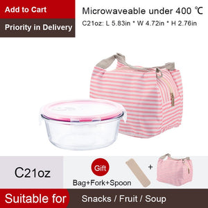 OTOR Healthy Material Lunch Box 3 Compartments Bento Boxes Microwave Dinnerware Food Storage Container Lunchbox Glass Crisper