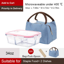 Load image into Gallery viewer, OTOR Healthy Material Lunch Box 3 Compartments Bento Boxes Microwave Dinnerware Food Storage Container Lunchbox Glass Crisper