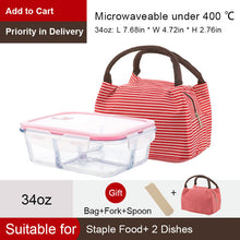 Load image into Gallery viewer, OTOR Healthy Material Lunch Box 3 Compartments Bento Boxes Microwave Dinnerware Food Storage Container Lunchbox Glass Crisper