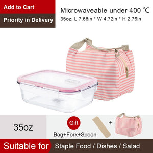 OTOR Healthy Material Lunch Box 3 Compartments Bento Boxes Microwave Dinnerware Food Storage Container Lunchbox Glass Crisper