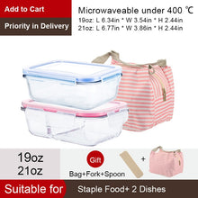 Load image into Gallery viewer, OTOR Healthy Material Lunch Box 3 Compartments Bento Boxes Microwave Dinnerware Food Storage Container Lunchbox Glass Crisper