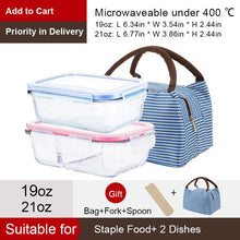 Load image into Gallery viewer, OTOR Healthy Material Lunch Box 3 Compartments Bento Boxes Microwave Dinnerware Food Storage Container Lunchbox Glass Crisper