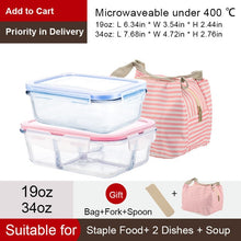 Load image into Gallery viewer, OTOR Healthy Material Lunch Box 3 Compartments Bento Boxes Microwave Dinnerware Food Storage Container Lunchbox Glass Crisper