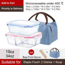 Load image into Gallery viewer, OTOR Healthy Material Lunch Box 3 Compartments Bento Boxes Microwave Dinnerware Food Storage Container Lunchbox Glass Crisper