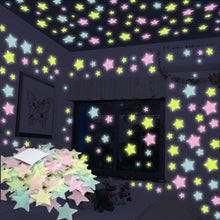 Load image into Gallery viewer, 100pcs 3D Night Luminous Stars Stickers Glow In The Dark Toys for Kids Bedroom Decor Christmas Birthday Gift